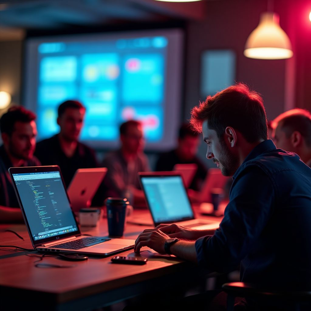 Equipo en hackathon de innovación financiera